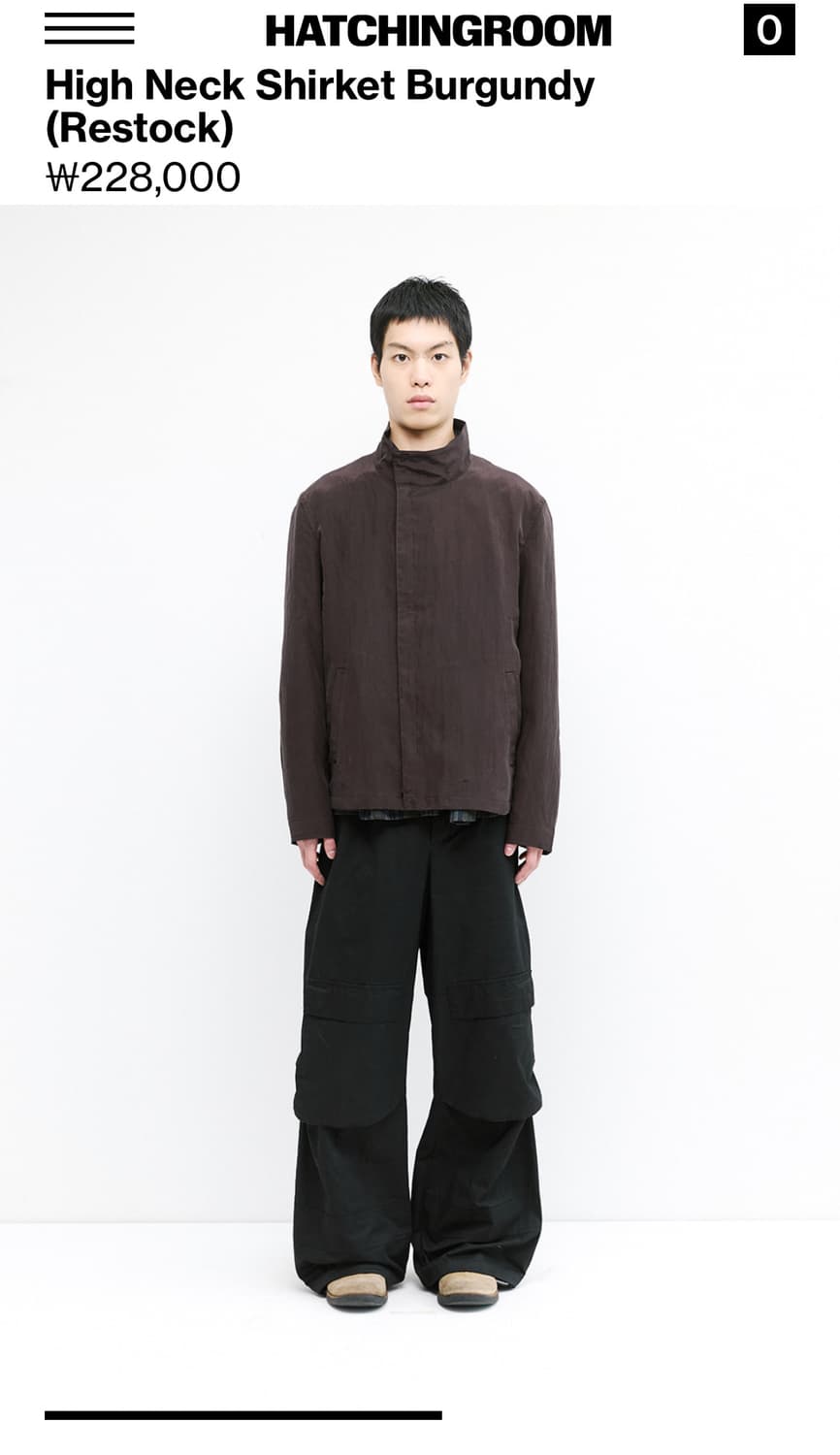 Hatchingroom 하이넥 셔켓 버건디 상품이미지3