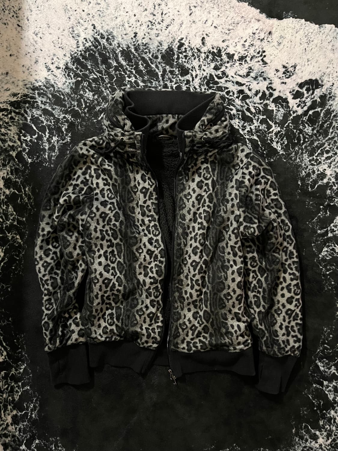 갸루 레오파드 기모후드집업 상품이미지1