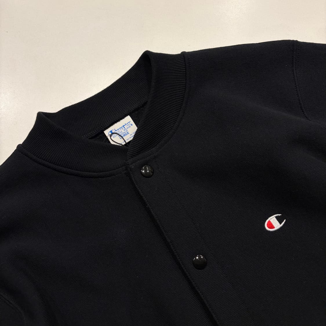 [L] 챔피온 리버스위브 블랙 스냅 버튼 가디건 C336 상품이미지3