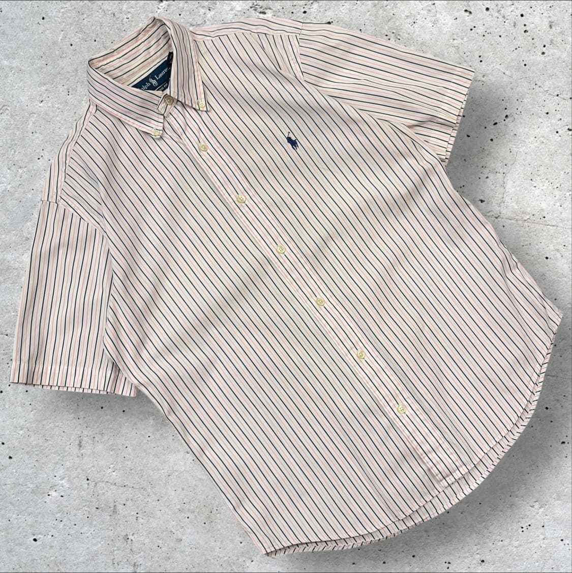 [M] 폴로 랄프로렌 스트라이프 핑크 반팔 셔츠 C372 상품이미지1