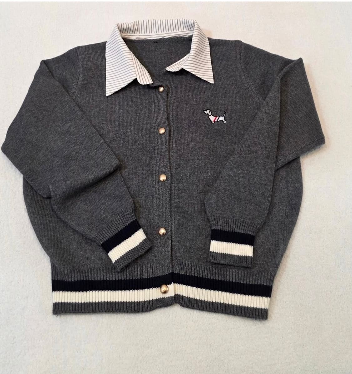 (여성) 닥스훈트 자수 넥카라 가디건 상품이미지3