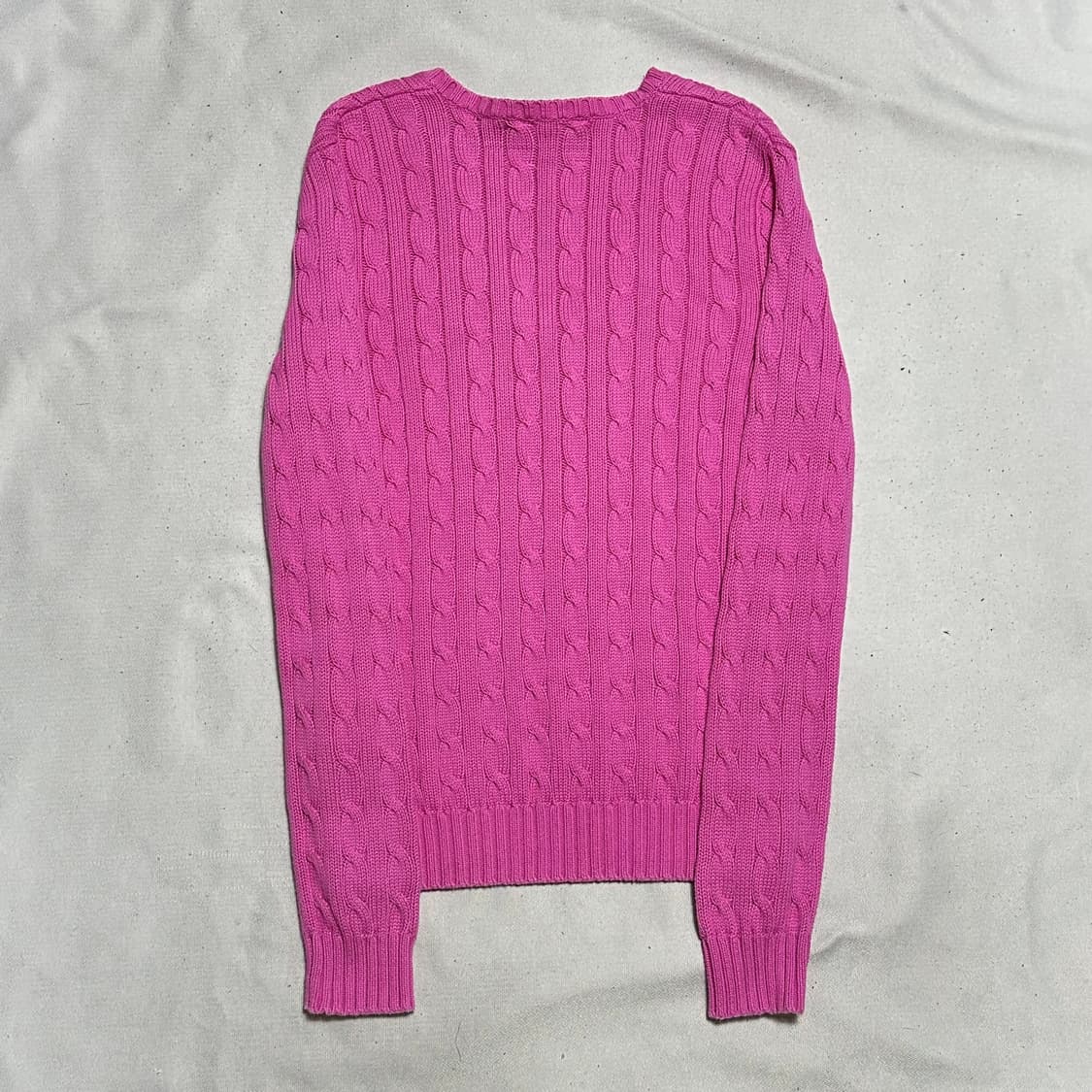 M 폴로랄프로렌 코튼 브이넥 케이블 핑크 니트 상품이미지3