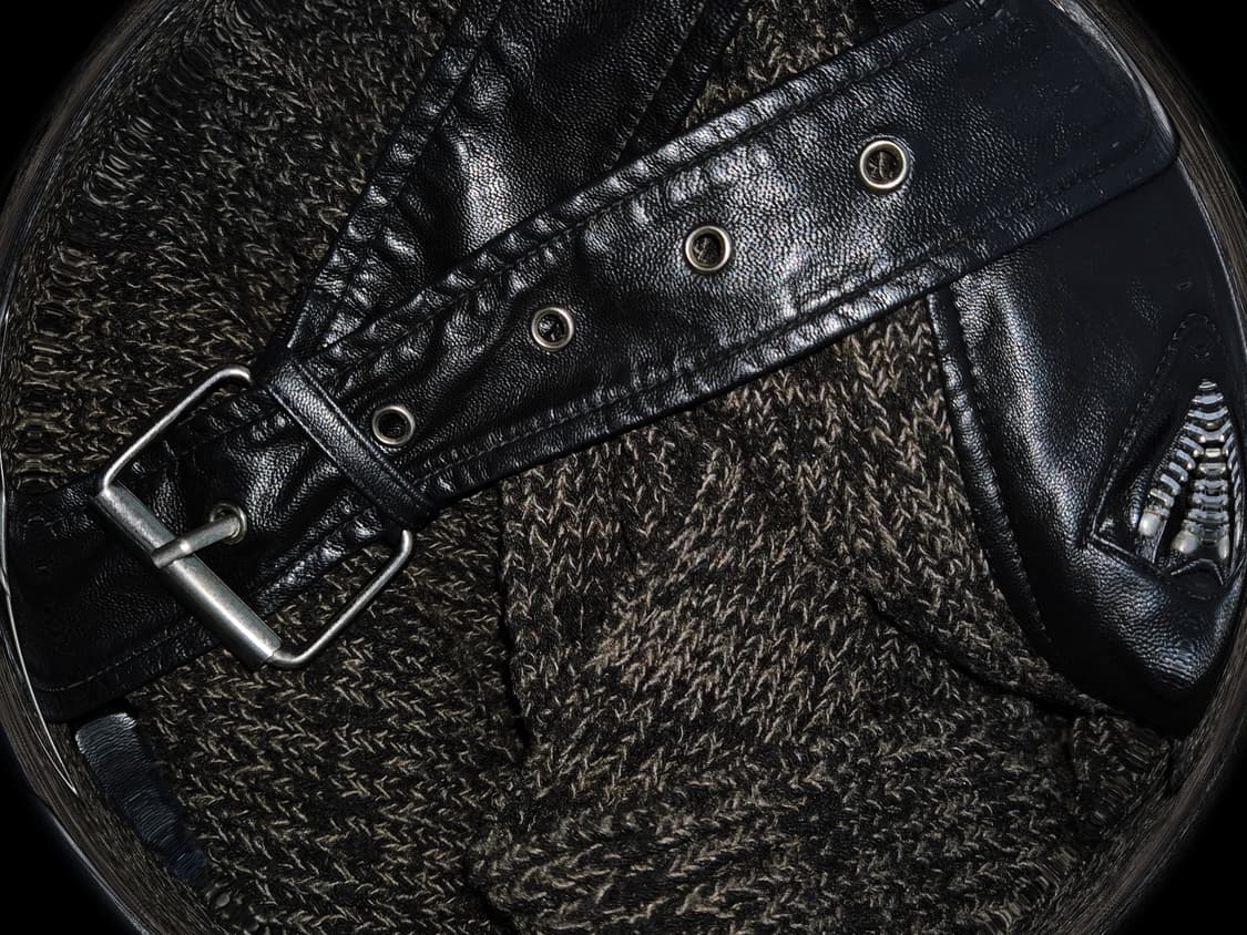 Vintage 09 Knit Mix belt leather jacket 상품이미지3