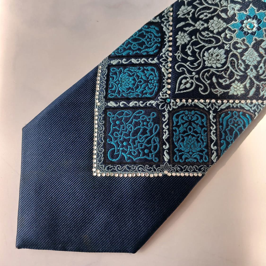 발망 네이비 페이즐리 자카드 넥타이 9.7cm A+등급 E774 상품이미지6
