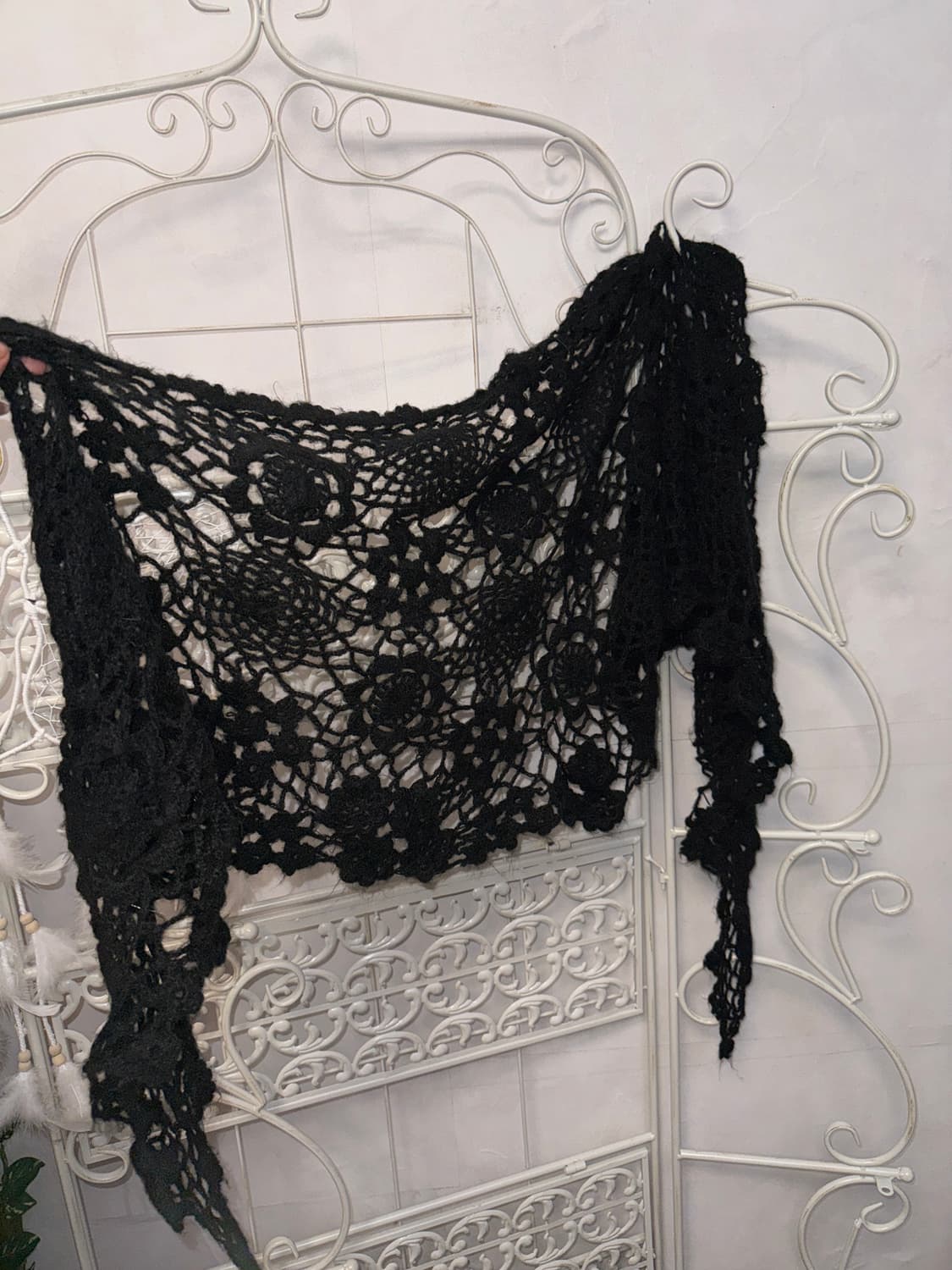Metro City black flower crochet muffler 상품이미지2