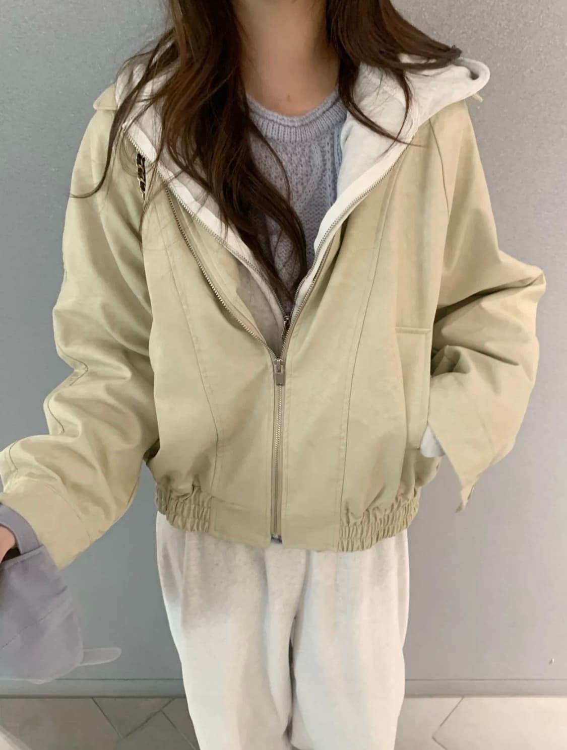 제니오 zaenio 에밀리 레더자켓 (샌드 아이보리) 상품이미지2