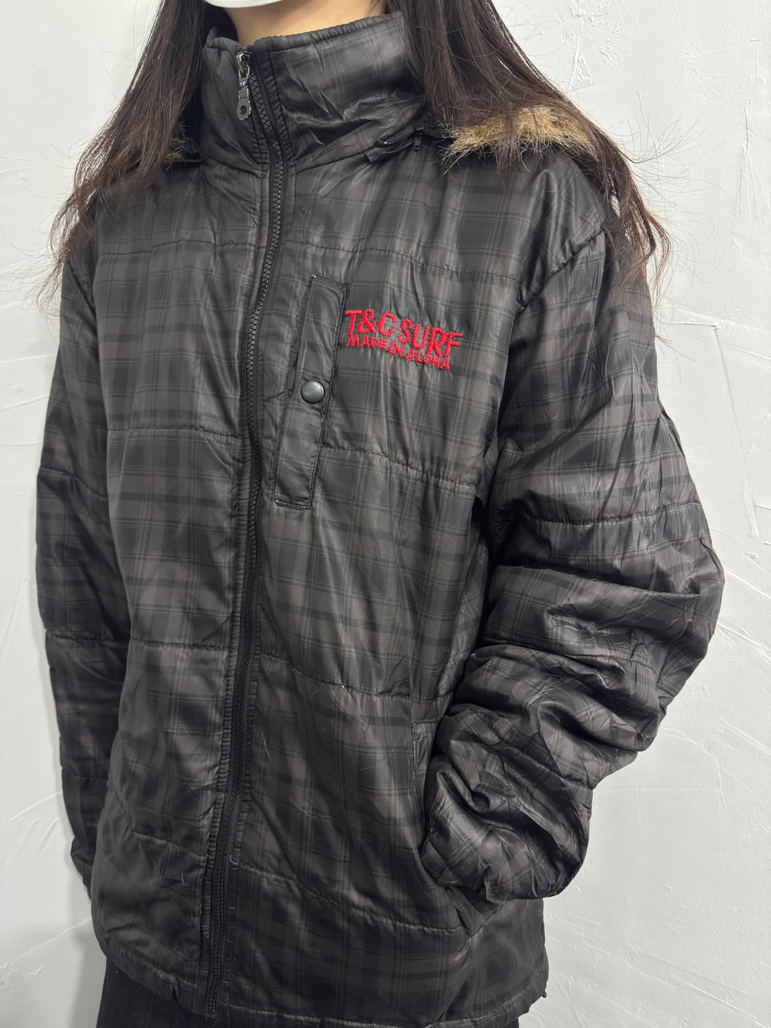 t&c surf fur hood check padding 상품이미지4