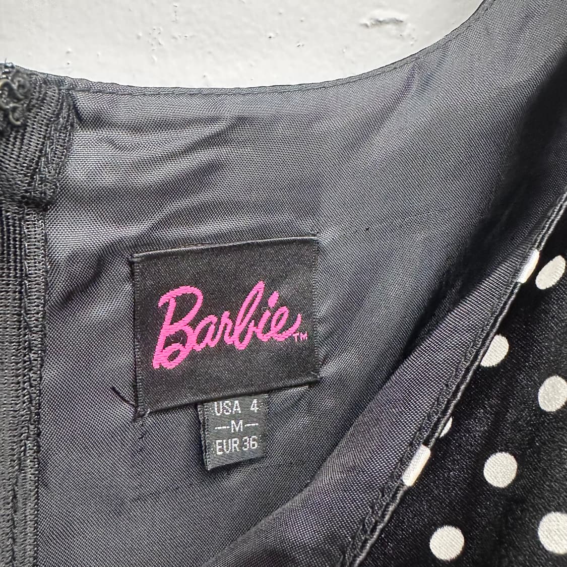 Barbie, Black Satin Dot Frill Midi Dress 상품이미지7