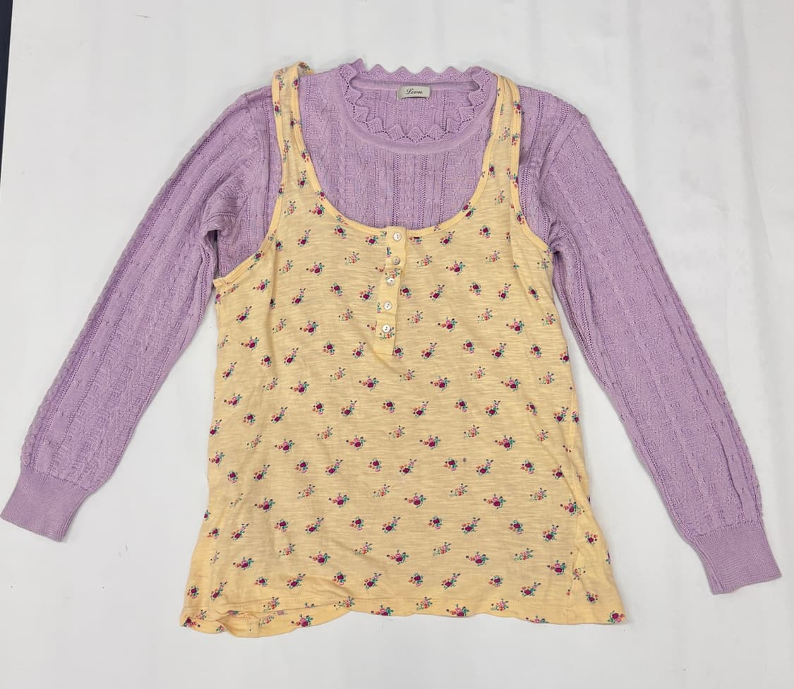 🌸하구미의 봄날 라벤더 코디세트🌸 레이어드 미디청치마 모리걸  상품이미지3