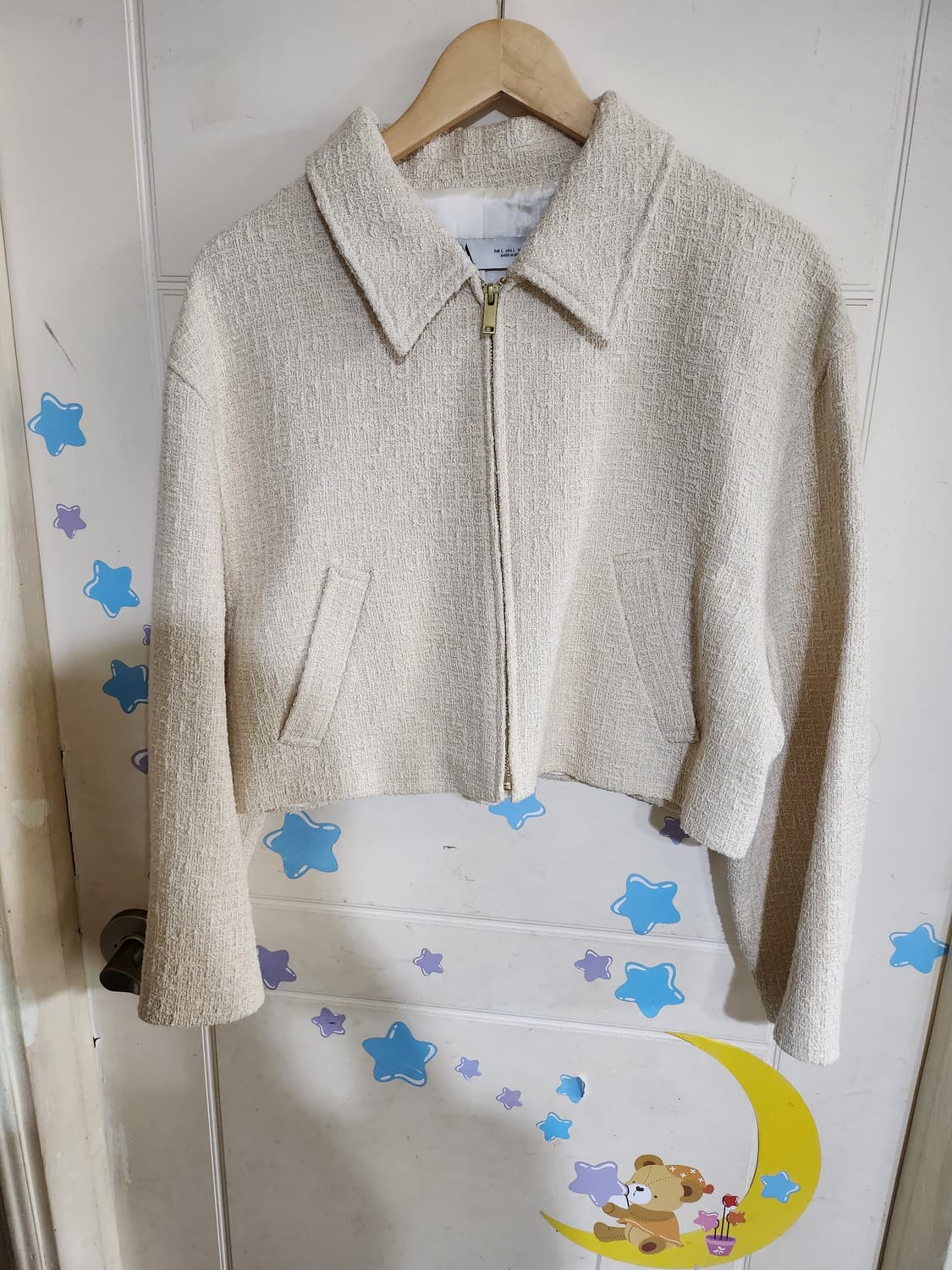 자라 트위드 크롭 자켓 아이보리 L 상품이미지1