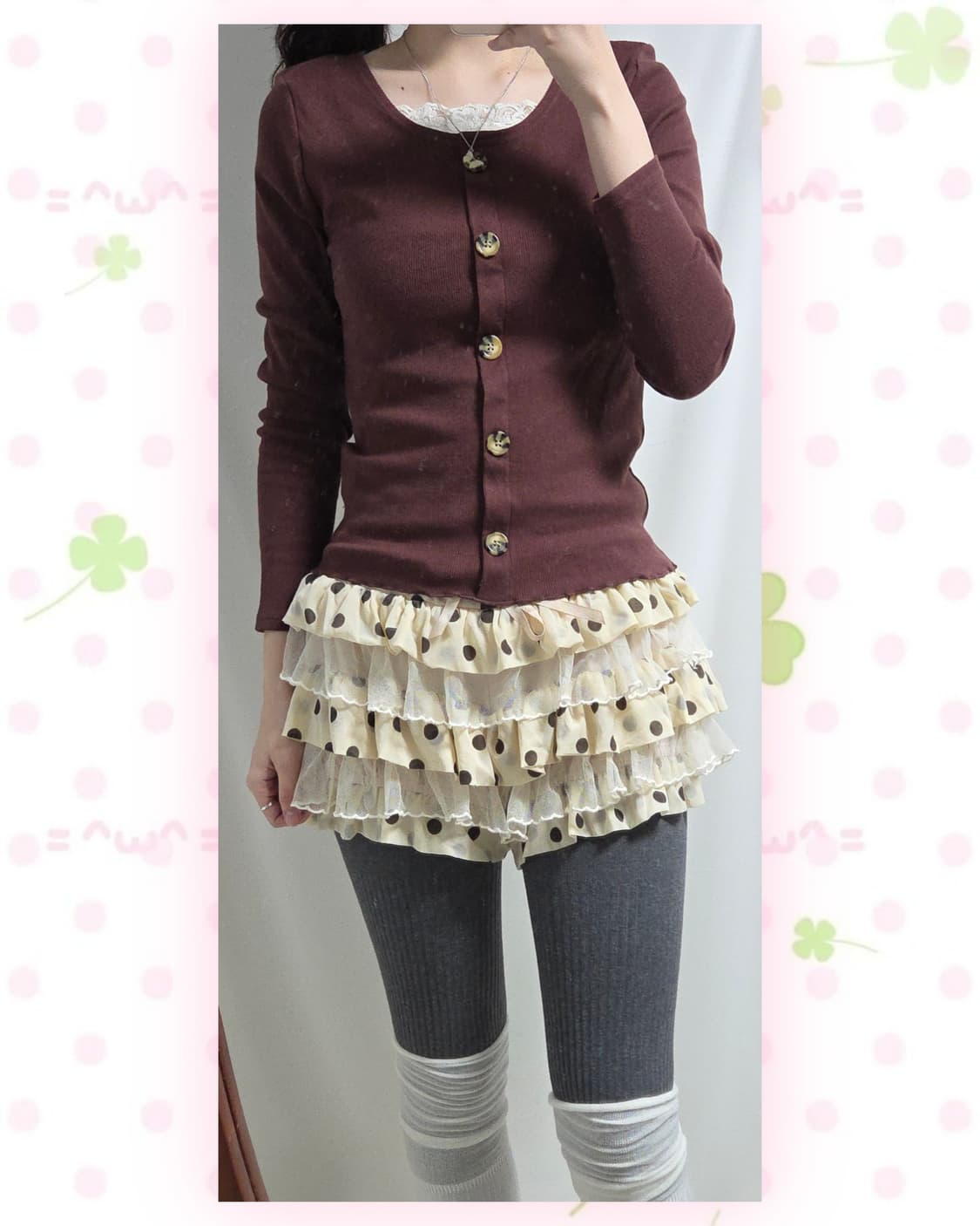 버건디브라운 롱슬리브 티 상품이미지2