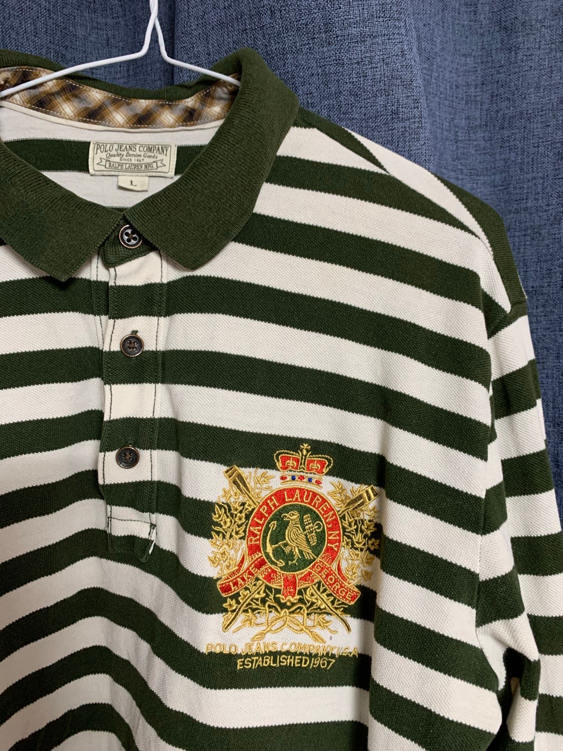 폴로진스 럭비셔츠 스트라이프 긴팔티 올리브 컬러 상품이미지3