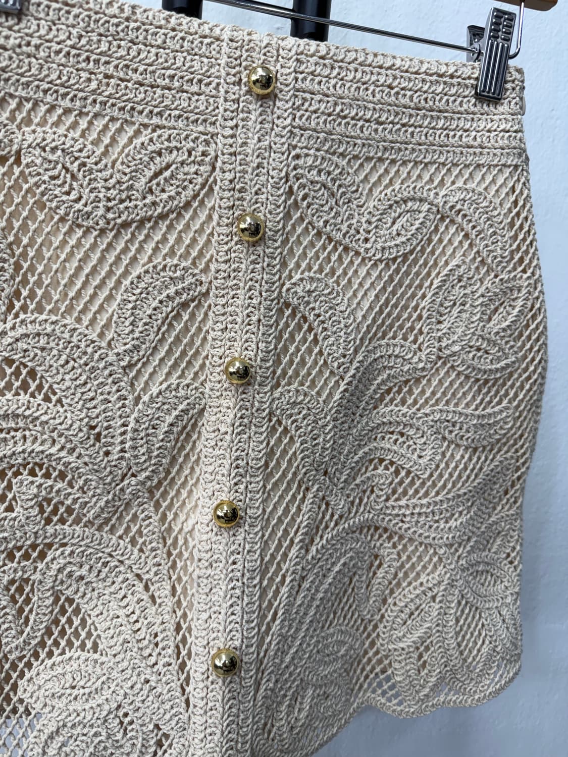 정품) 마쥬 아이보리색 크로셰 뜨개 스커트 36 상품이미지4