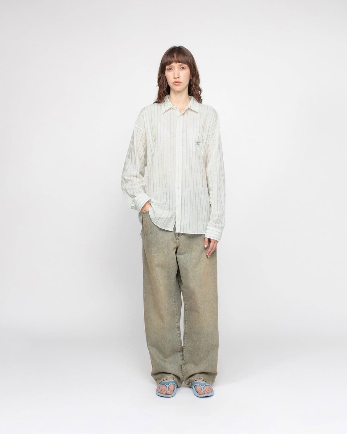 Stussy cotton linen stripe shirt L사이즈 상품이미지3