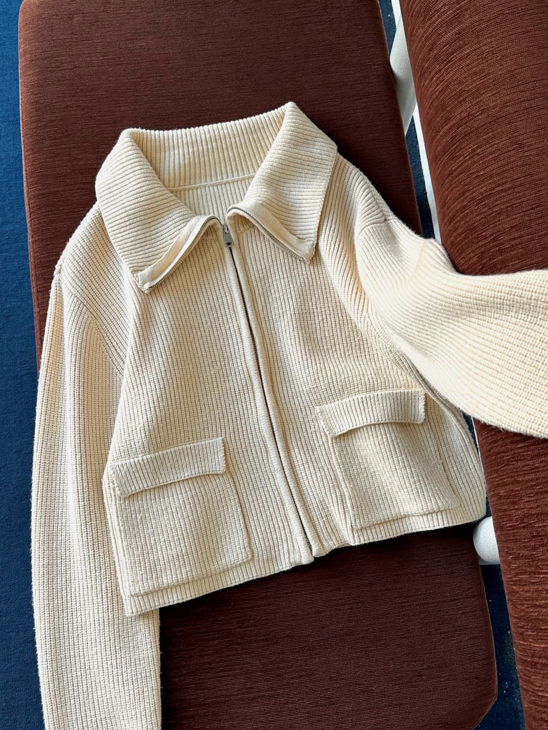 Middle gauge knitted 2way neck zip parka 상품이미지1