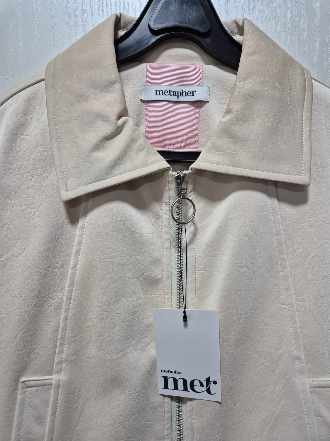 (타임세일)(새상품)metapher 크랙레더 재킷 아이보리 상품이미지3