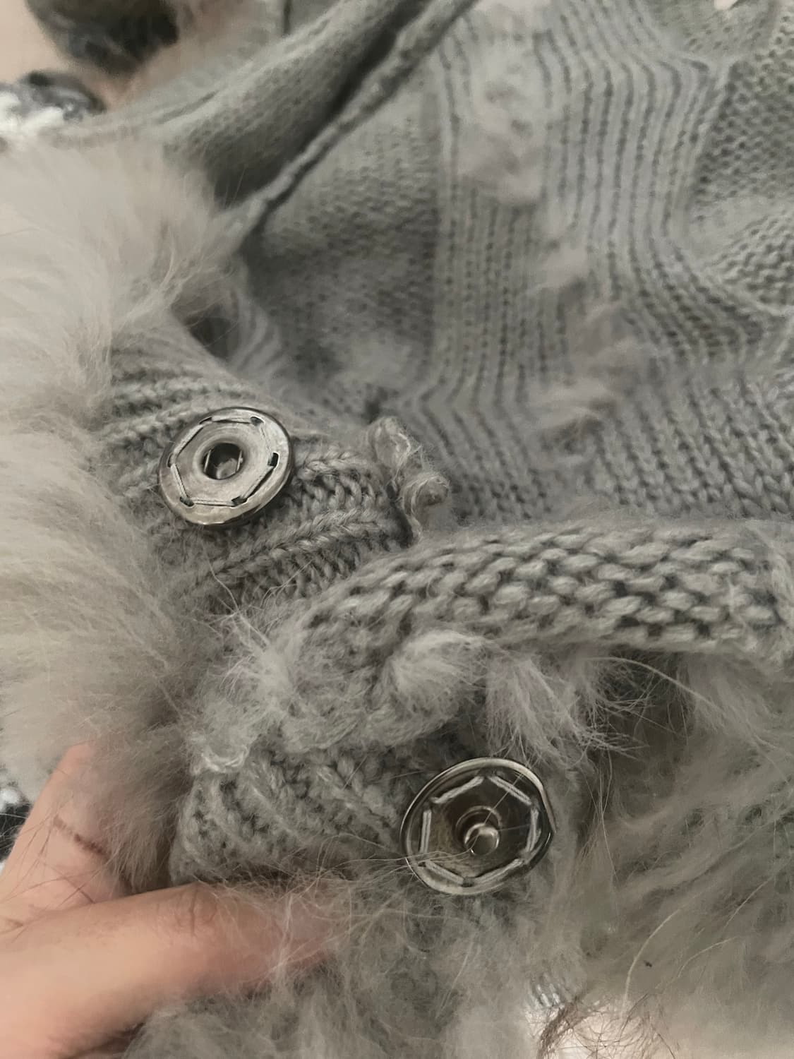 모리걸 빈티지 라쿤 래빗퍼 그레이 후드 케이프🩶❄️ 상품이미지5