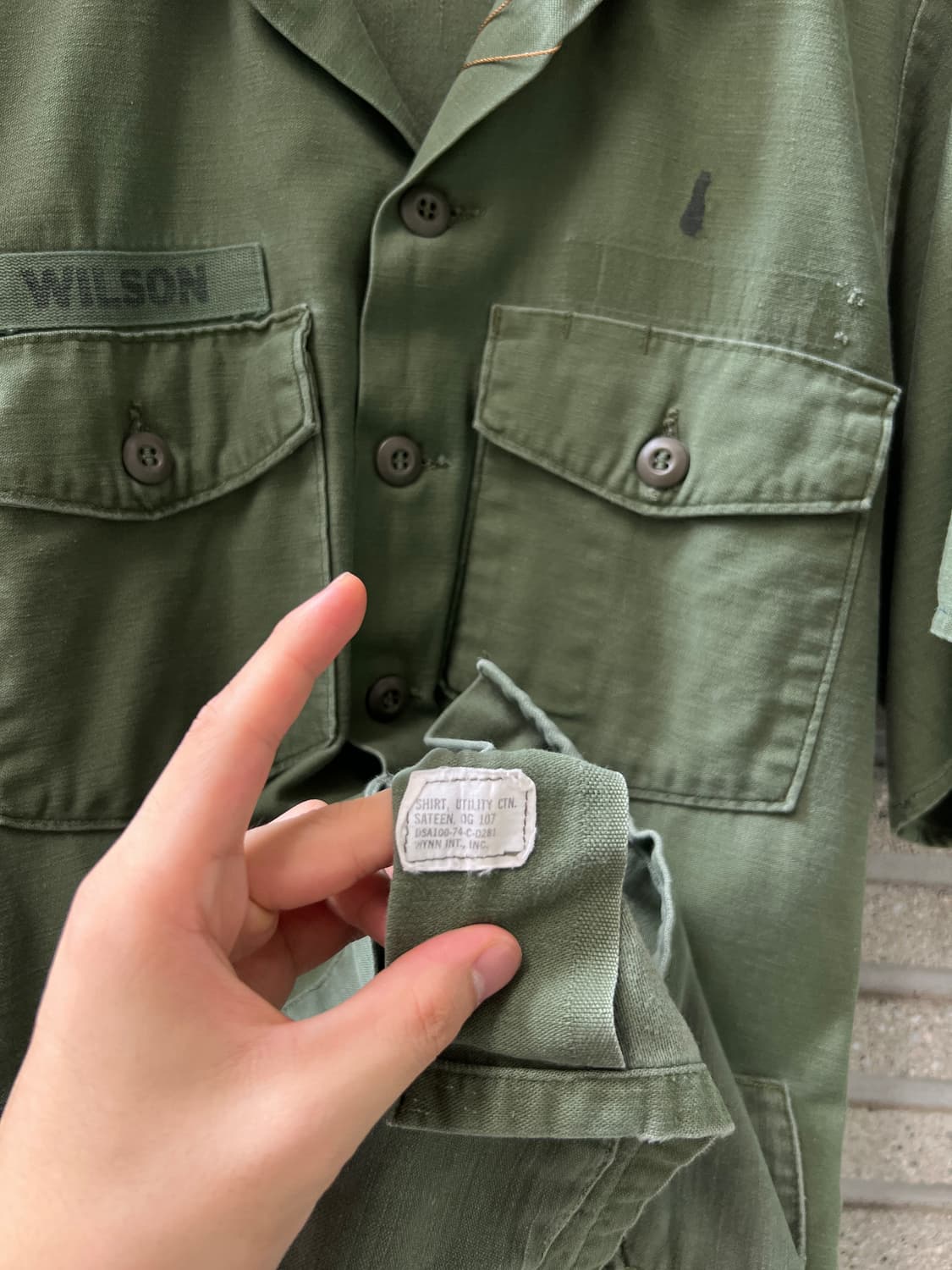 [M]70's 오리지널 U.S ARMY OG-107 4포켓 밀리터리 셔츠 상품이미지8