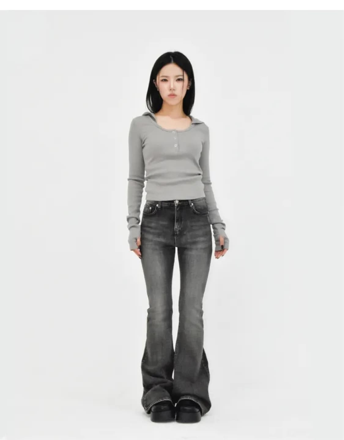 모드니치 ootj 브러쉬 흑청 부츠컷 데님 팬츠 m 상품이미지3