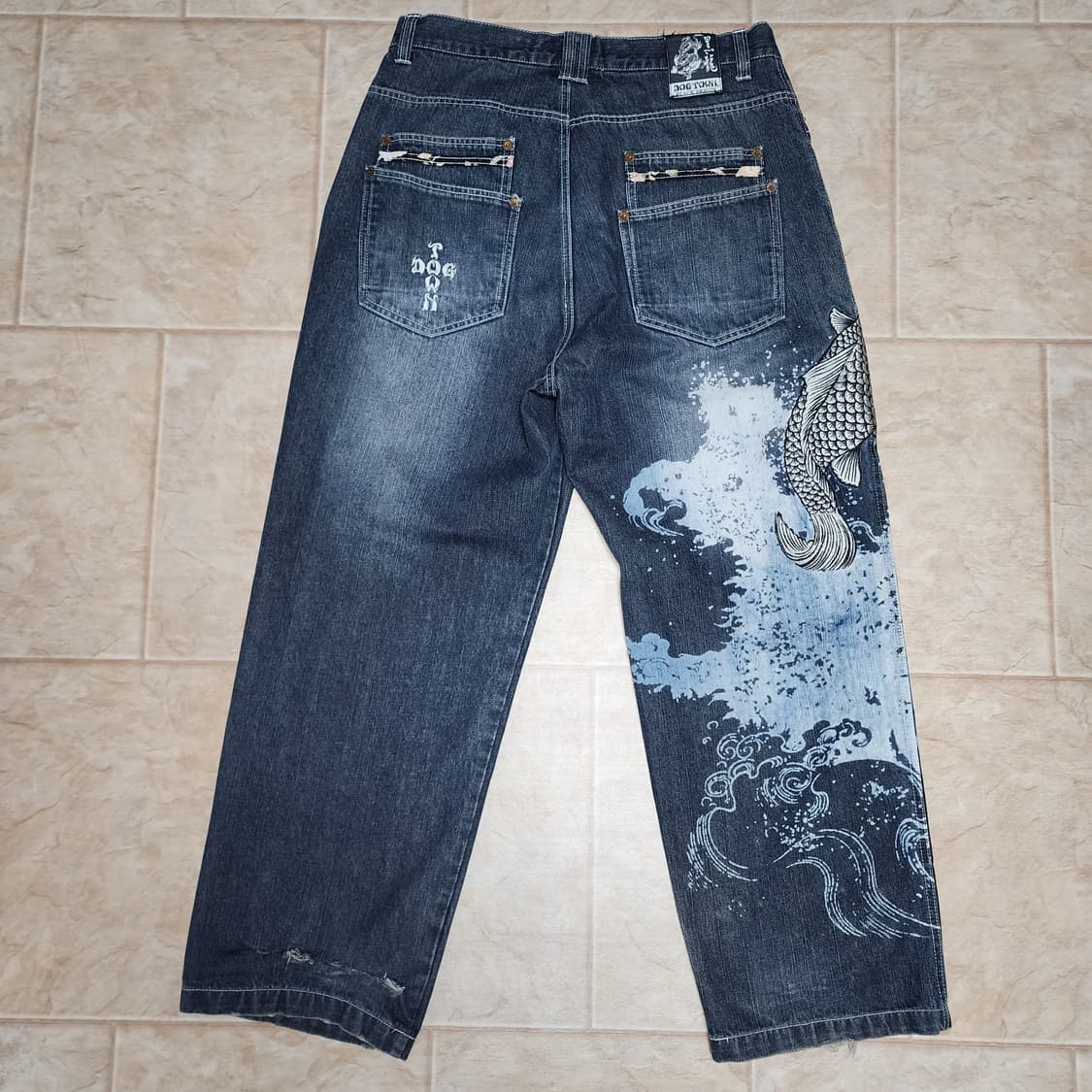 도그타운 오리엔탈 코이 잉어 자수 데님팬츠 상품이미지4