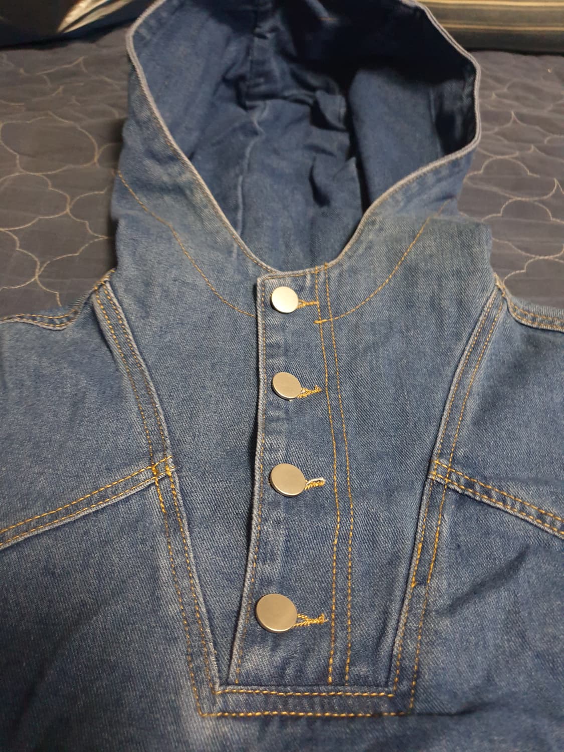 FOCUS 포커스 하프버튼 데님 후드티 (F) 상품이미지2