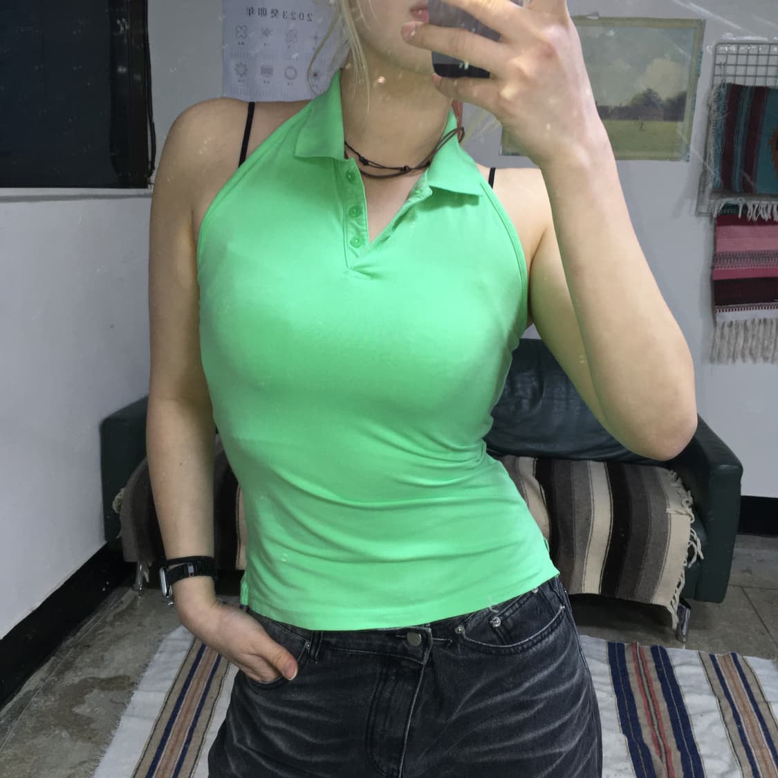 투티/0265 올드 갭 GAP 스트레치 홀터넥 나시 y2k 힙합 스포티 상품이미지1