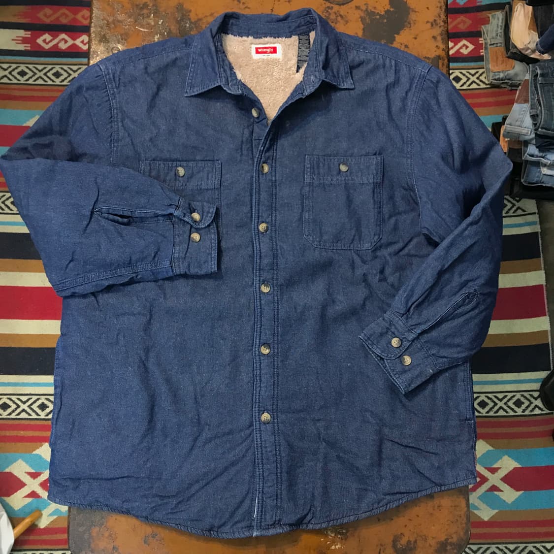 랭글러 진청 데님 양털 셰르파 자켓 남성 110 115 빅사이즈  상품이미지1
