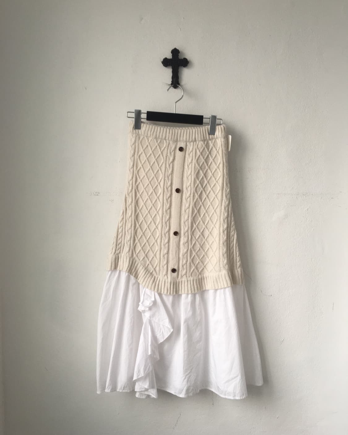 Layered point cable pattern knit skirt 상품이미지1