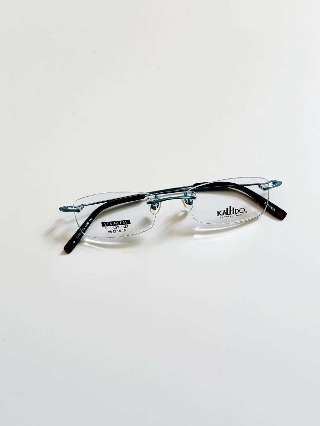 90s KALEIDO 블루 메탈 스퀘어 무테 빈티지 안경 상품이미지2