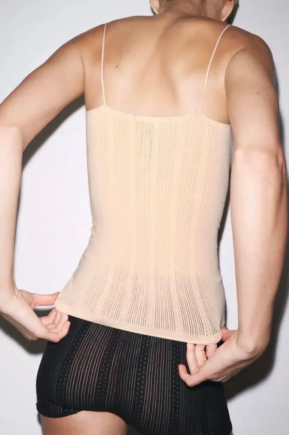 ZARA 자라 리본 매듭 포인트 멜빵 탑, 자라 아일렛 나시 상품이미지3