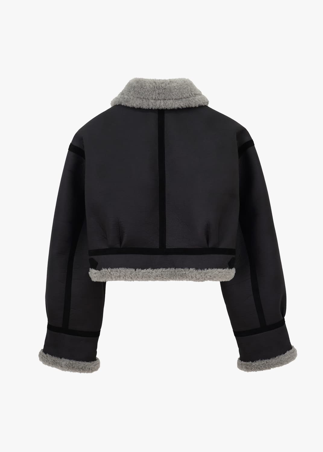 그로브 헬렌 크롭 숏 무스탕 차콜  상품이미지2