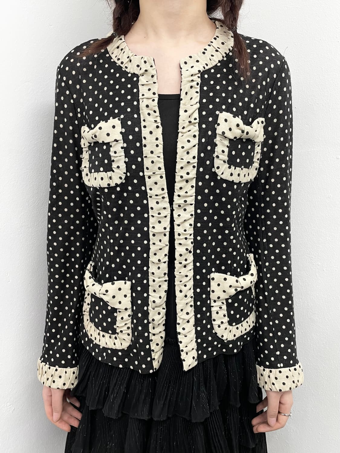 히메갸루 도트 리본 포켓 가디건 상품이미지3