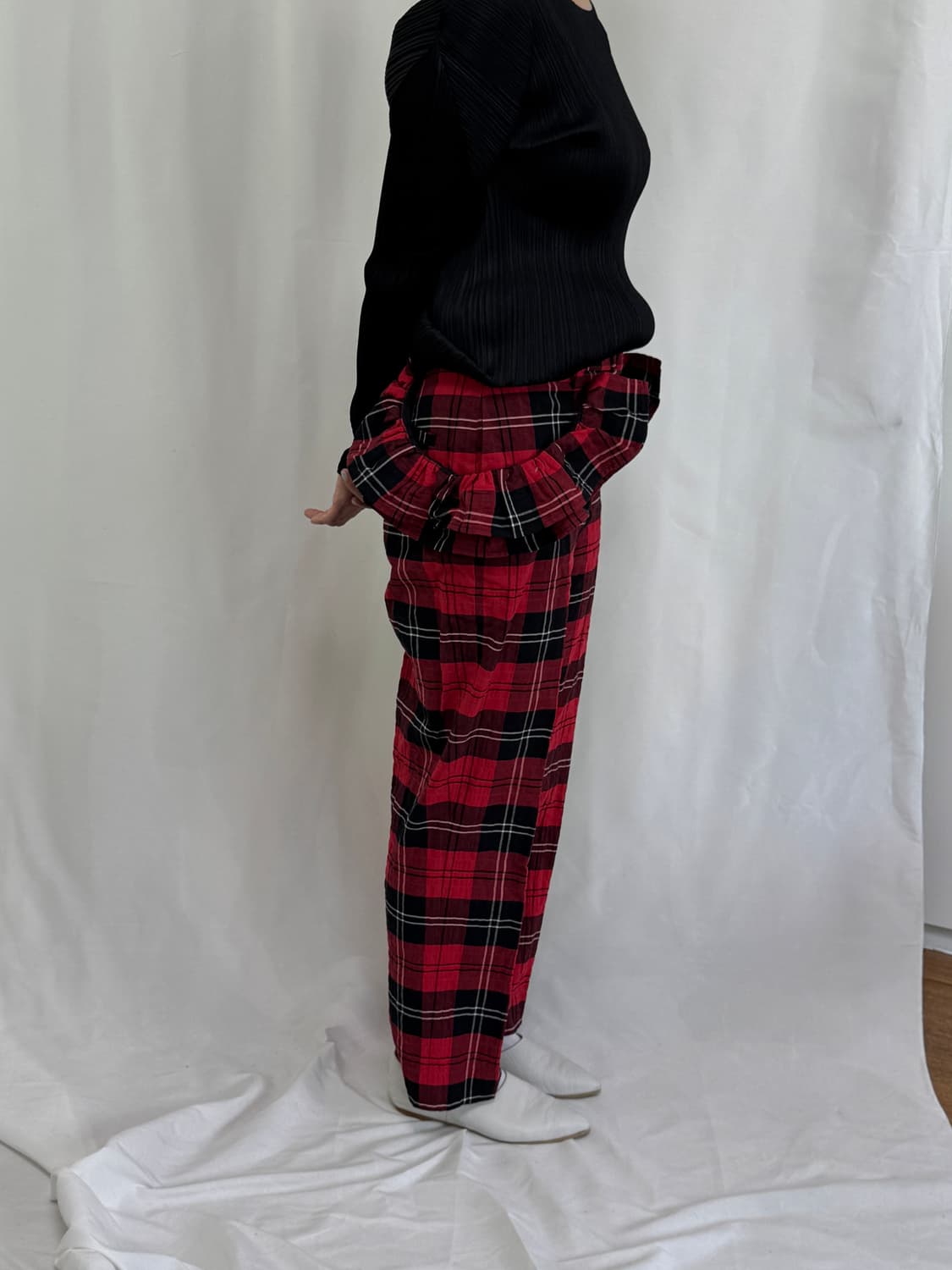 H&M x 시몬로샤 콜라보 체크 팬츠 상품이미지3