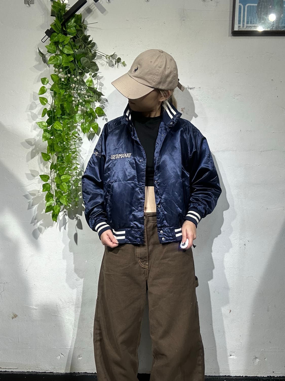 일본 빈티지 zett 네이비 여성 크롭 바시티 야구 잠바 블루종 자켓  상품이미지2