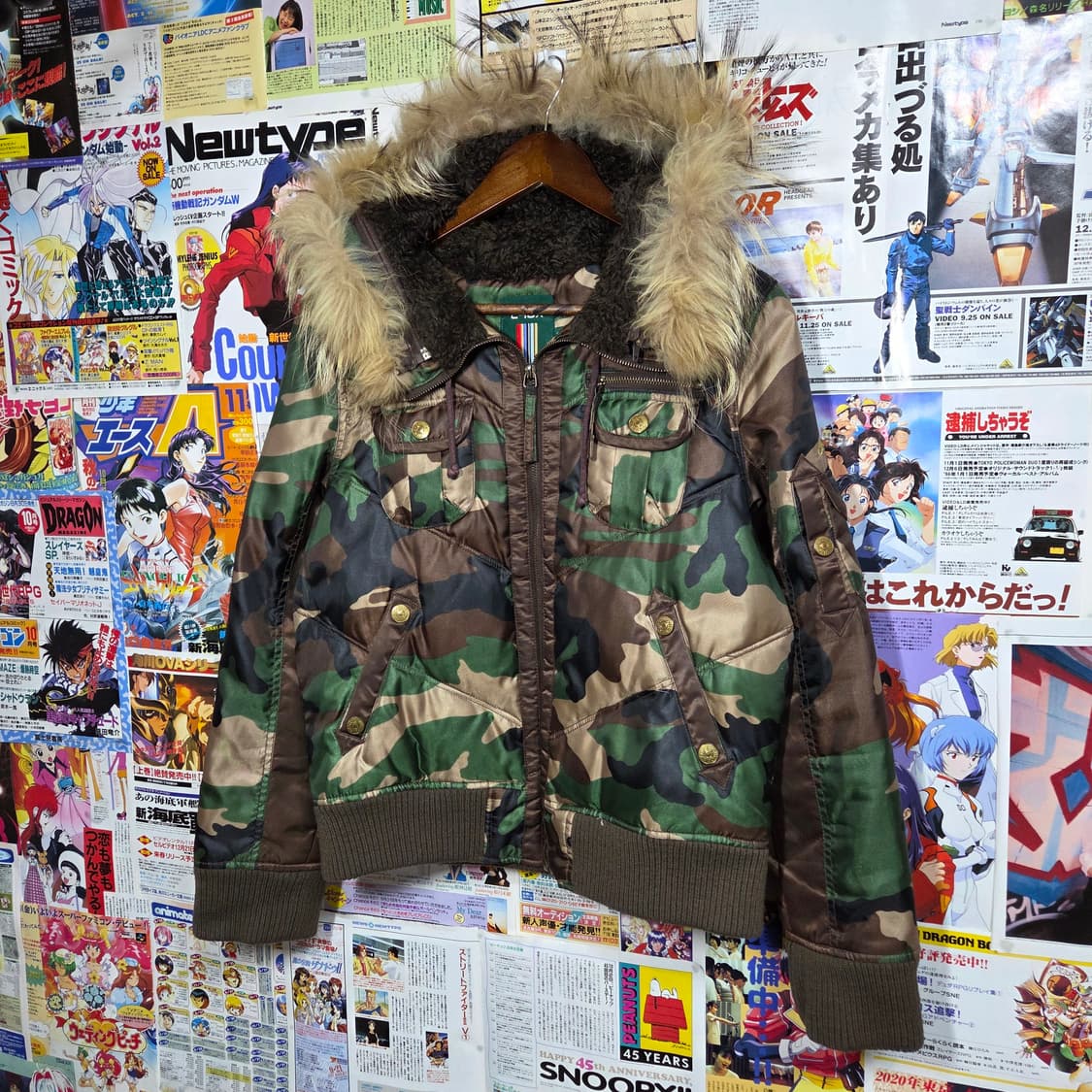 빈티지 카모 밀리터리 퍼 후드 패딩 점퍼 상품이미지2