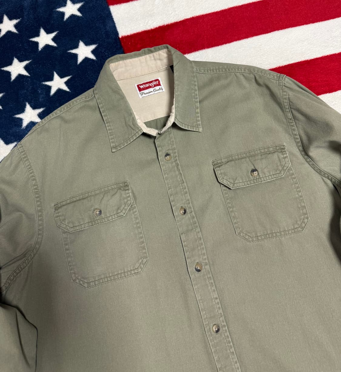 랭글러워크셔츠 Wrangler work shirt 빈티지워크셔츠올리브그린 상품이미지4