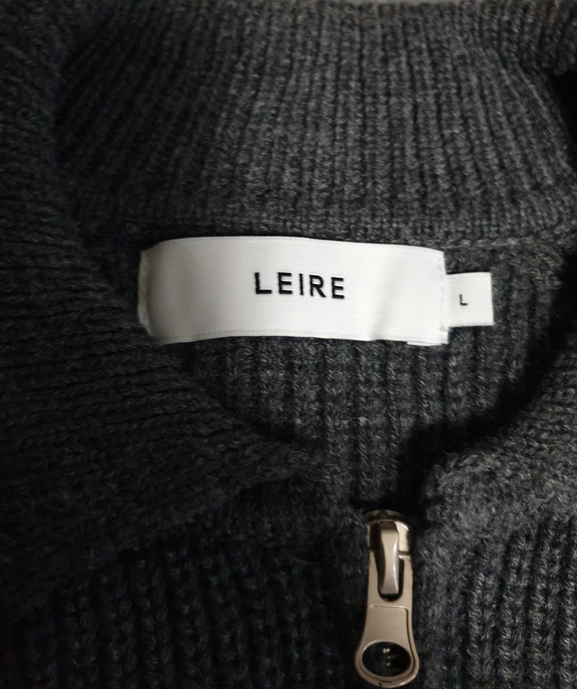 LEIRE 르아르 배색 카라 니트 집업 가디건 그레이 (L) 상품이미지4