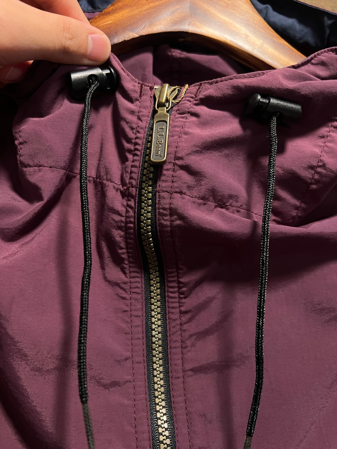 [M]90's L.L.Bean 엘엘빈 버건디 나일론 후드 스목 자켓 상품이미지3