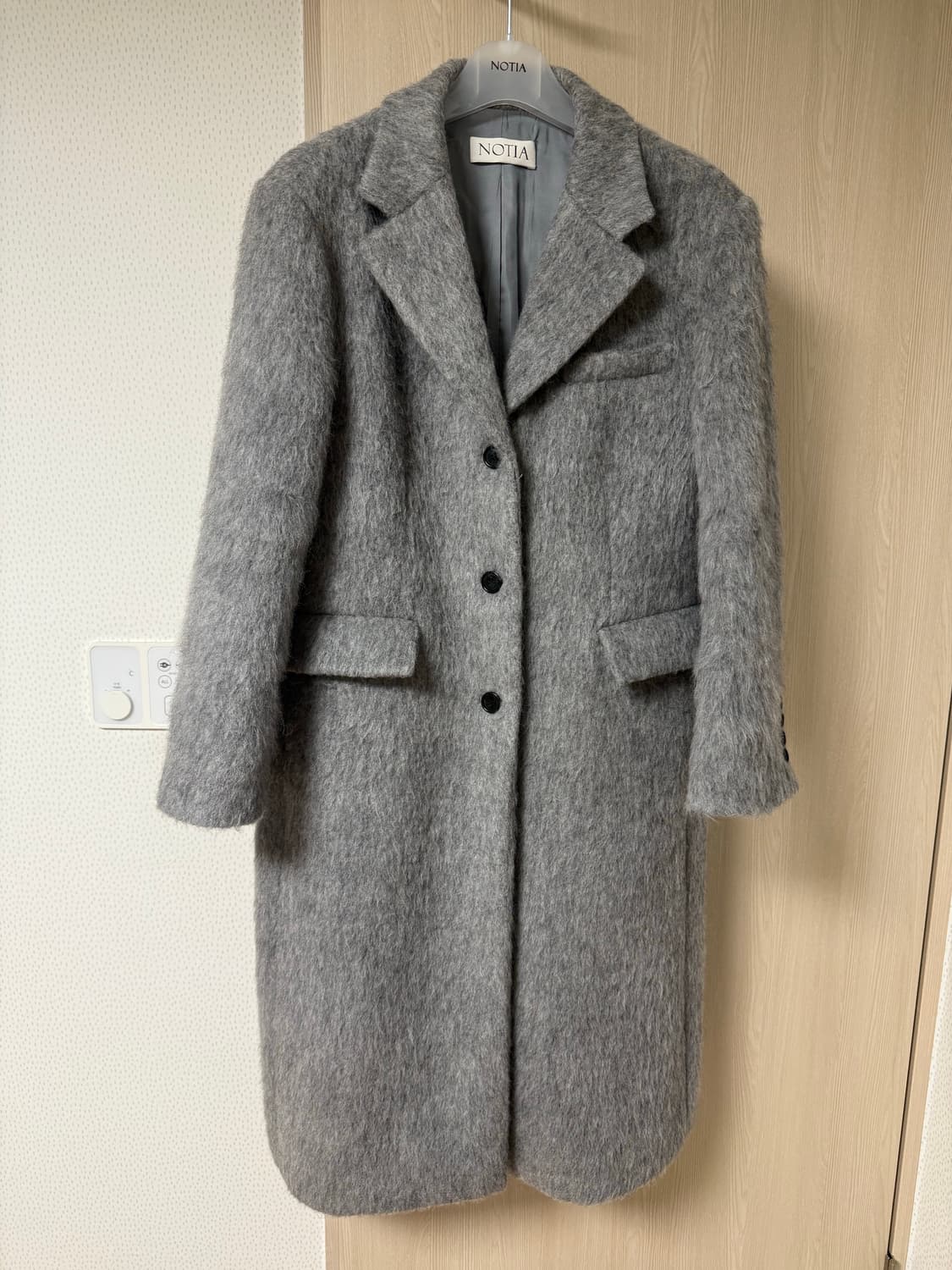 노티아 알파카 싱글 롱 코트 상품이미지1