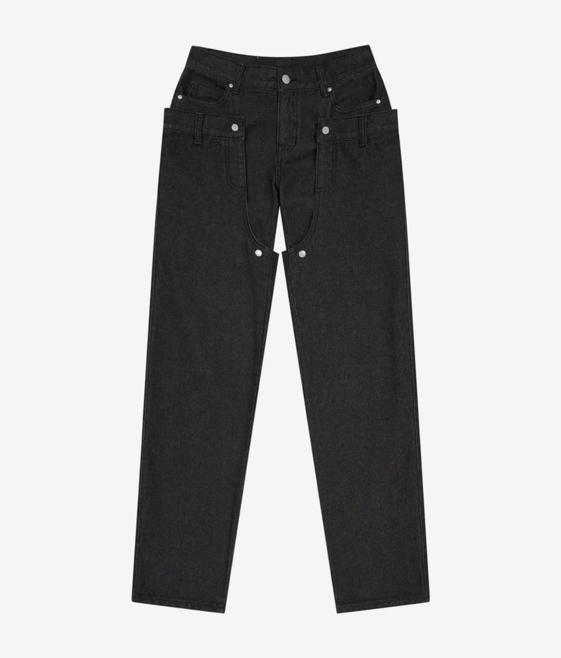 Detachable Button Denim Pants / Black 상품이미지1