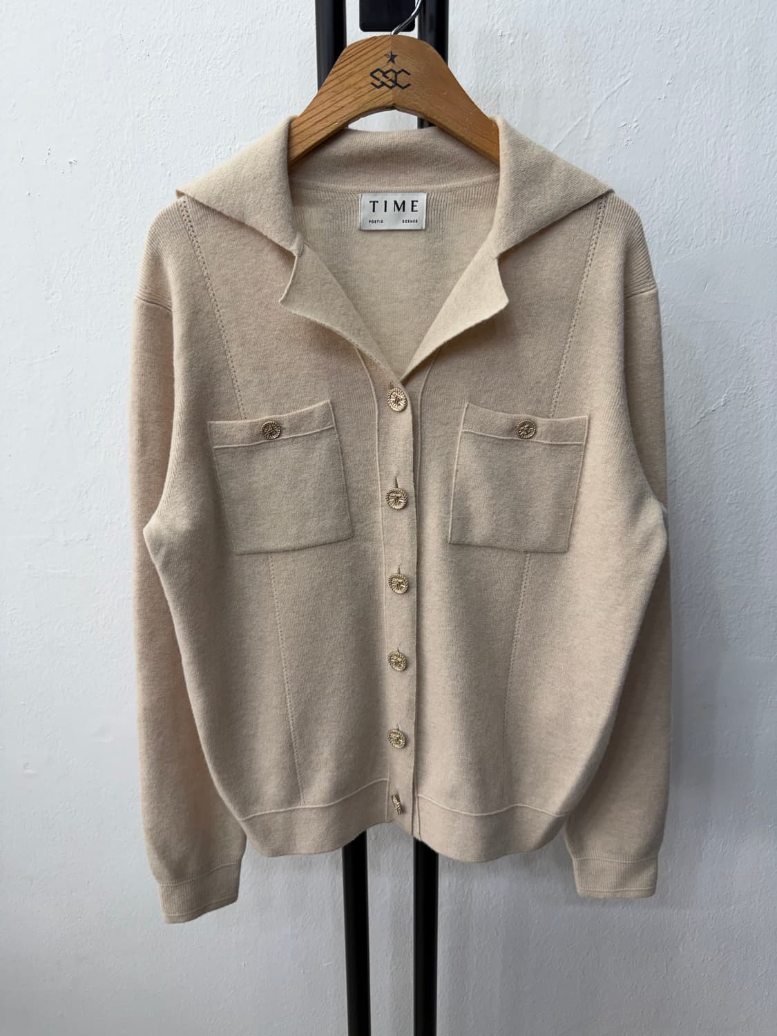 정품) TIME 타임 한섬 22ss 포켓 단추로고 가디건 90F 상품이미지1