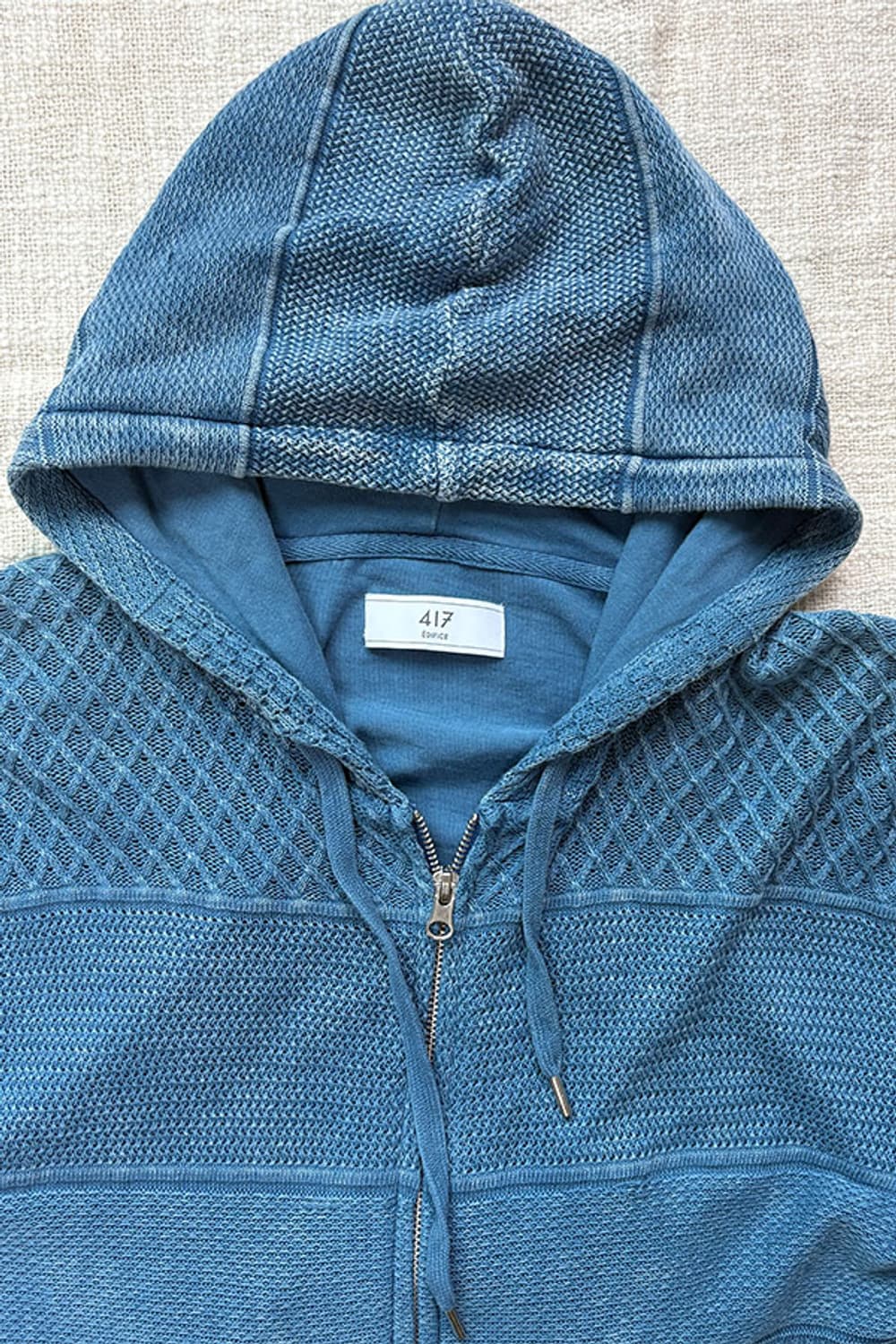 Indigo Mixed Mesh Knit Zip-up hoodie 상품이미지8
