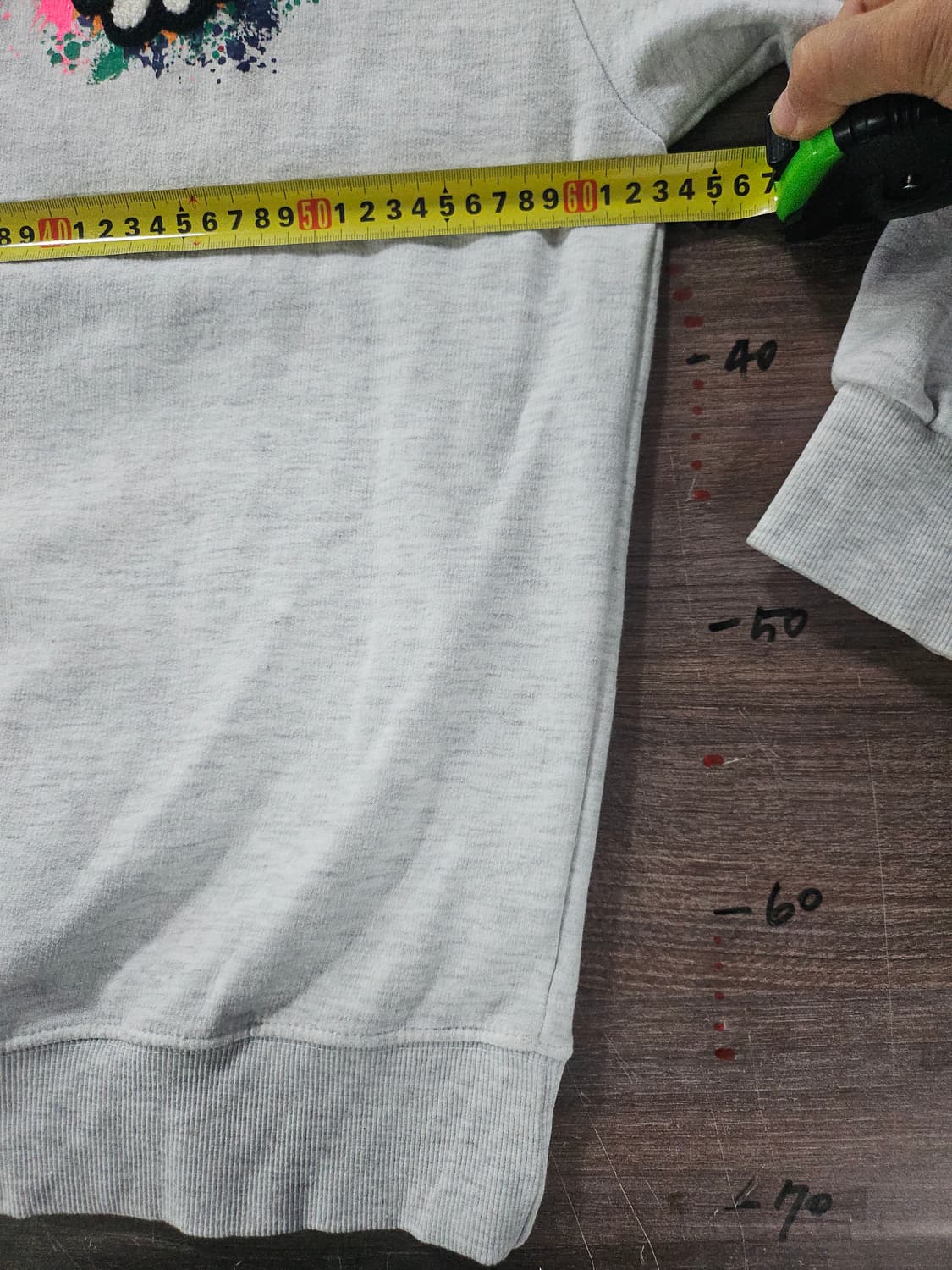 BARON  플라워 스마일 맨투맨 티셔츠 그레이  XL 남여공용 상품이미지4