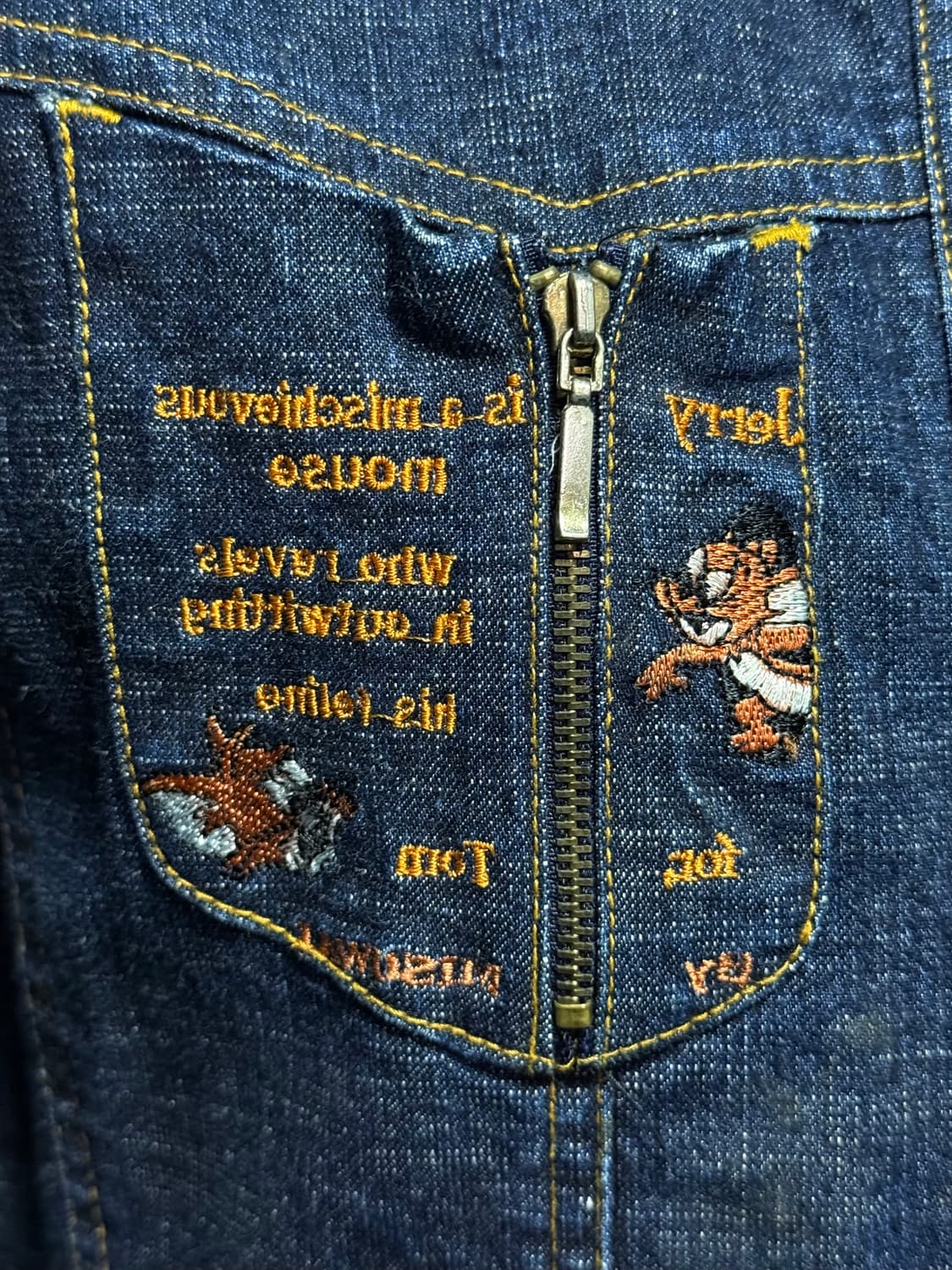 MISUWAI 톰 제리 데님 청 자켓 진청 생지 빈티지 트러커 일본 M 상품이미지4