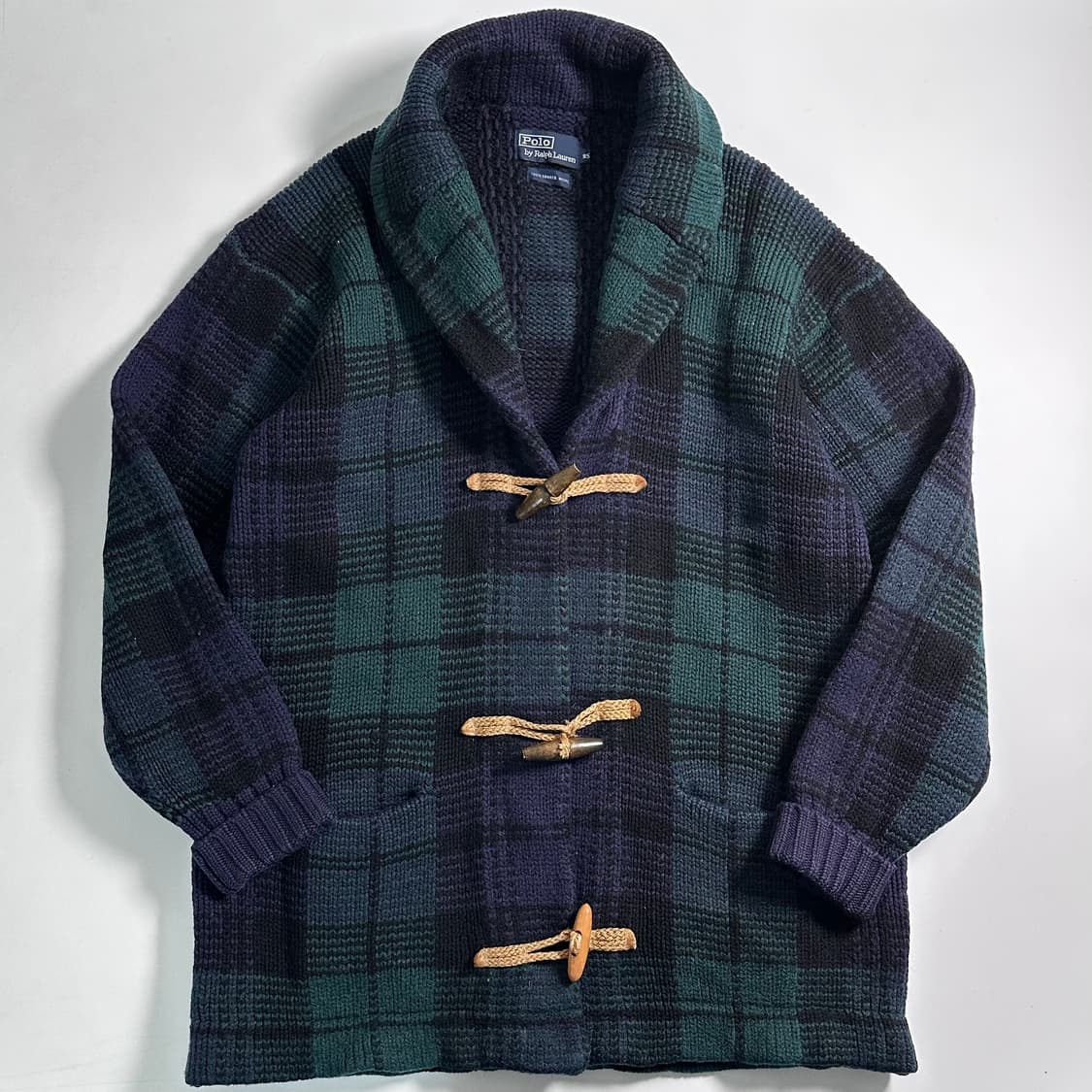 90s 폴로 블랙와치 울 더플 가디건 상품이미지1