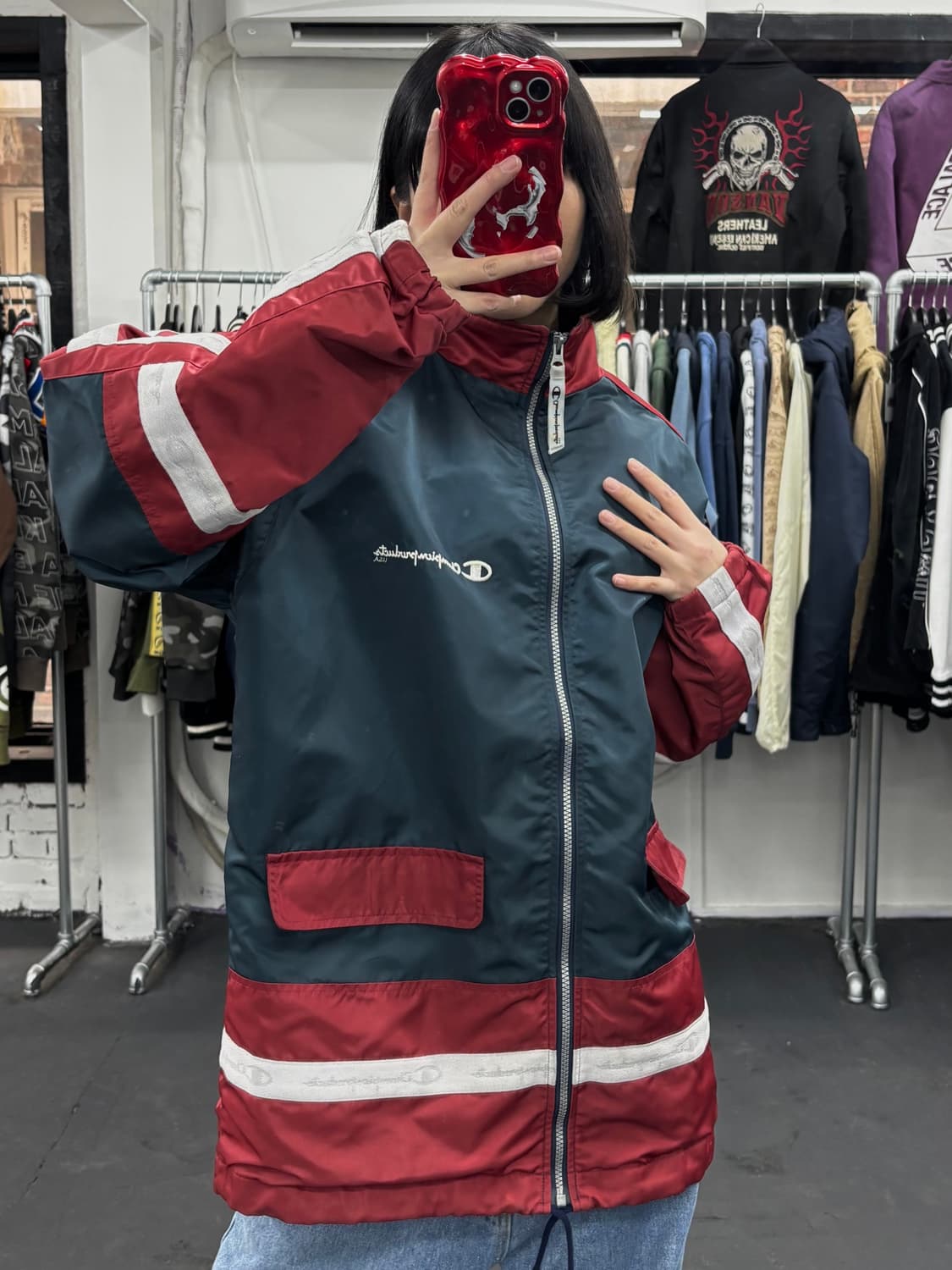 챔피온 올드스쿨 오버핏 바람막이 상품이미지3