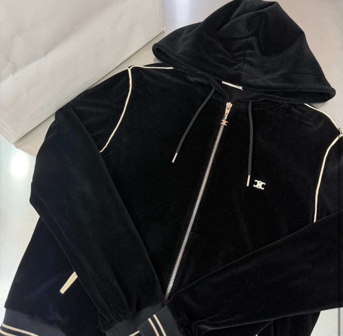 [리오브전포점] 셀린느 트리오페 벨루어 트랙 벨벳 후드집업 상품이미지3