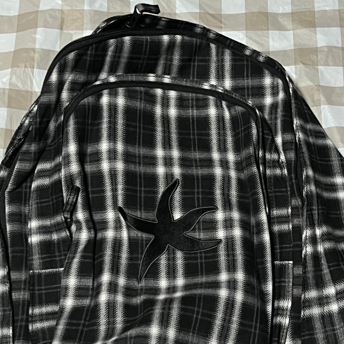 더콜디스트모먼트 백팩 OS 빈티지 체크 패치 별 블랙 상품이미지2