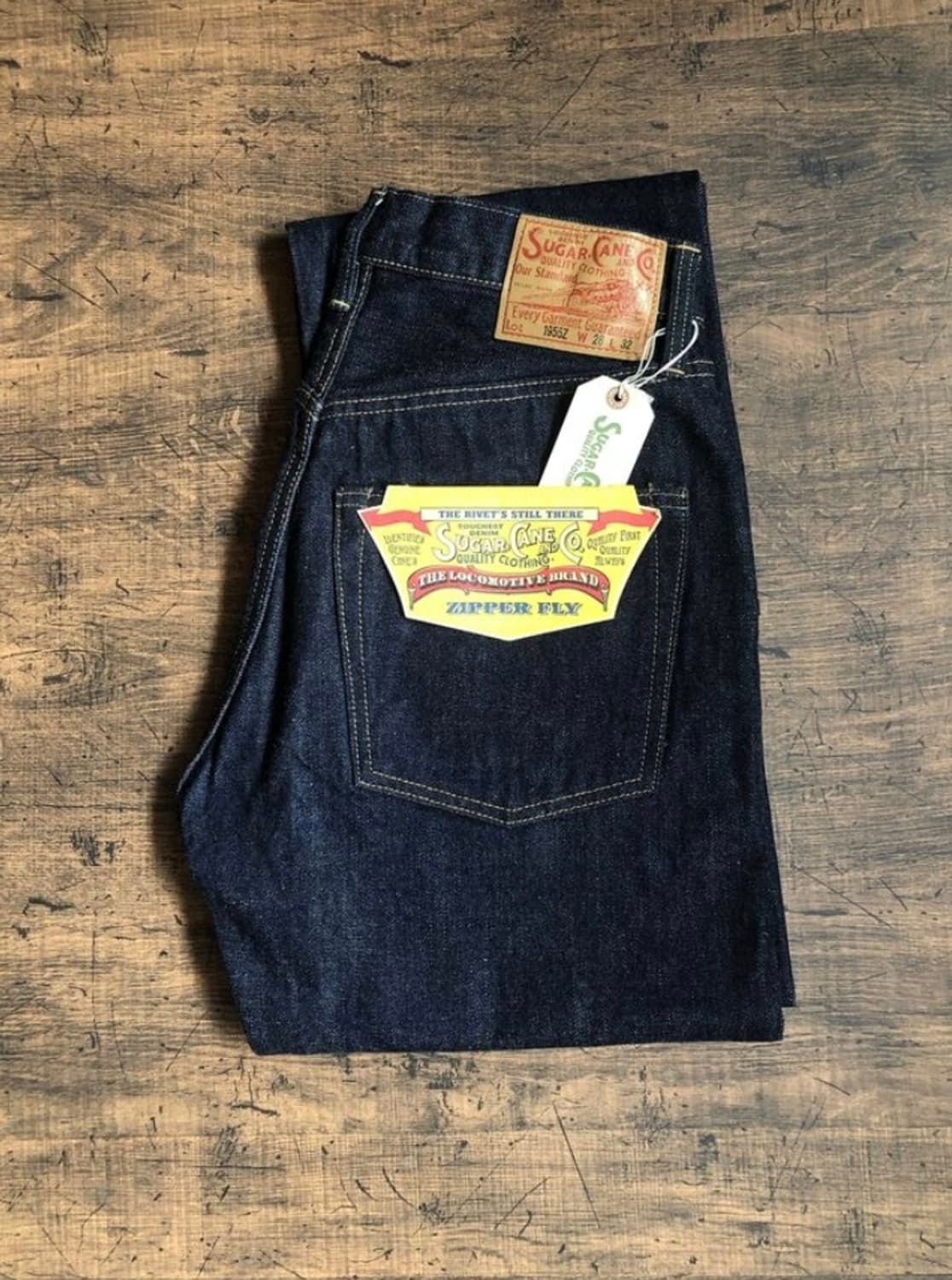슈가케인 1955z 14oz 지퍼플라이 원워시 데님 상품이미지1