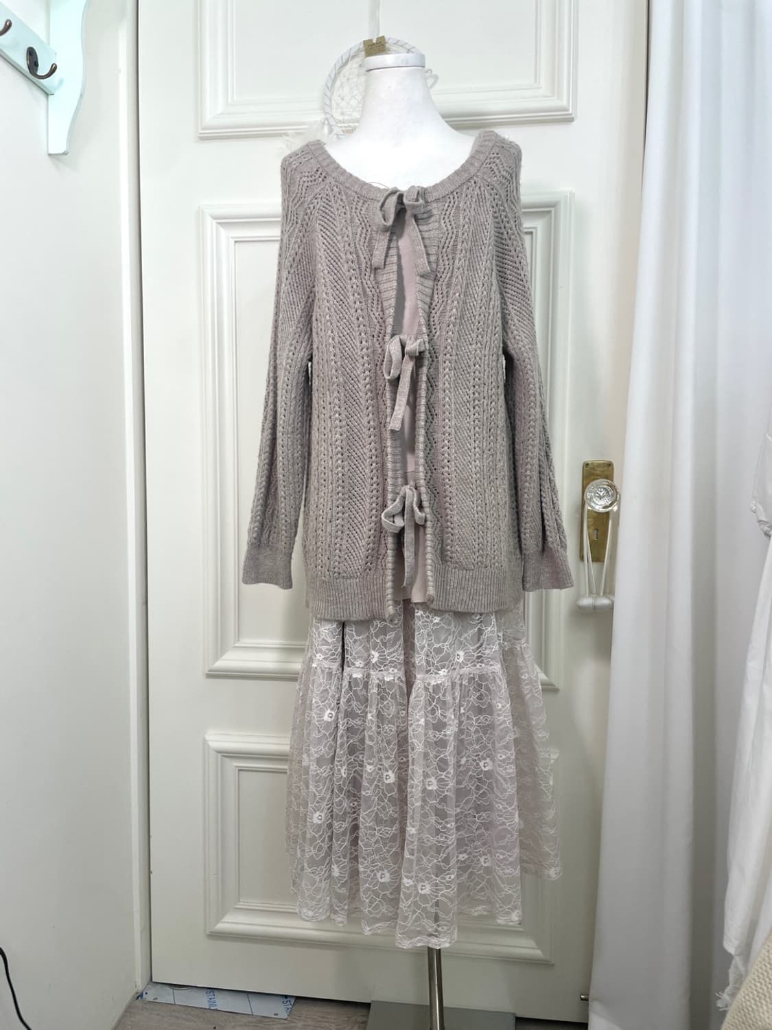 SM2 lavender gray bow point cardigan 상품이미지2